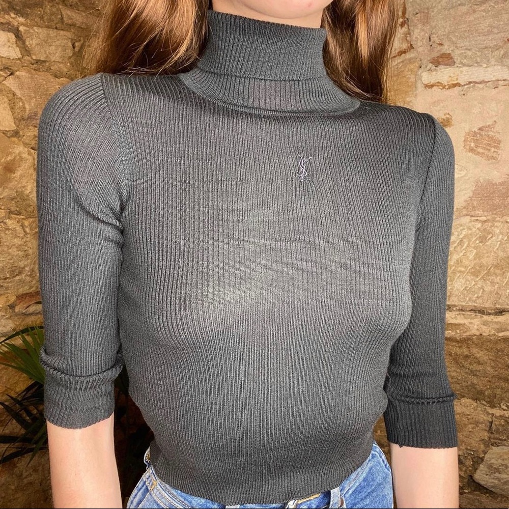 Yves Saint Laurent embroidered crop turtleneck